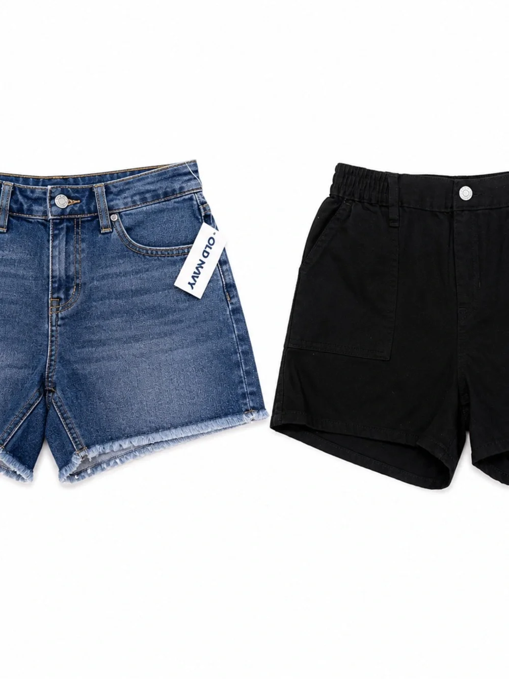 Old Navy Women’s Jean Shorts Trio - Light Wash, Black, Medium Blue